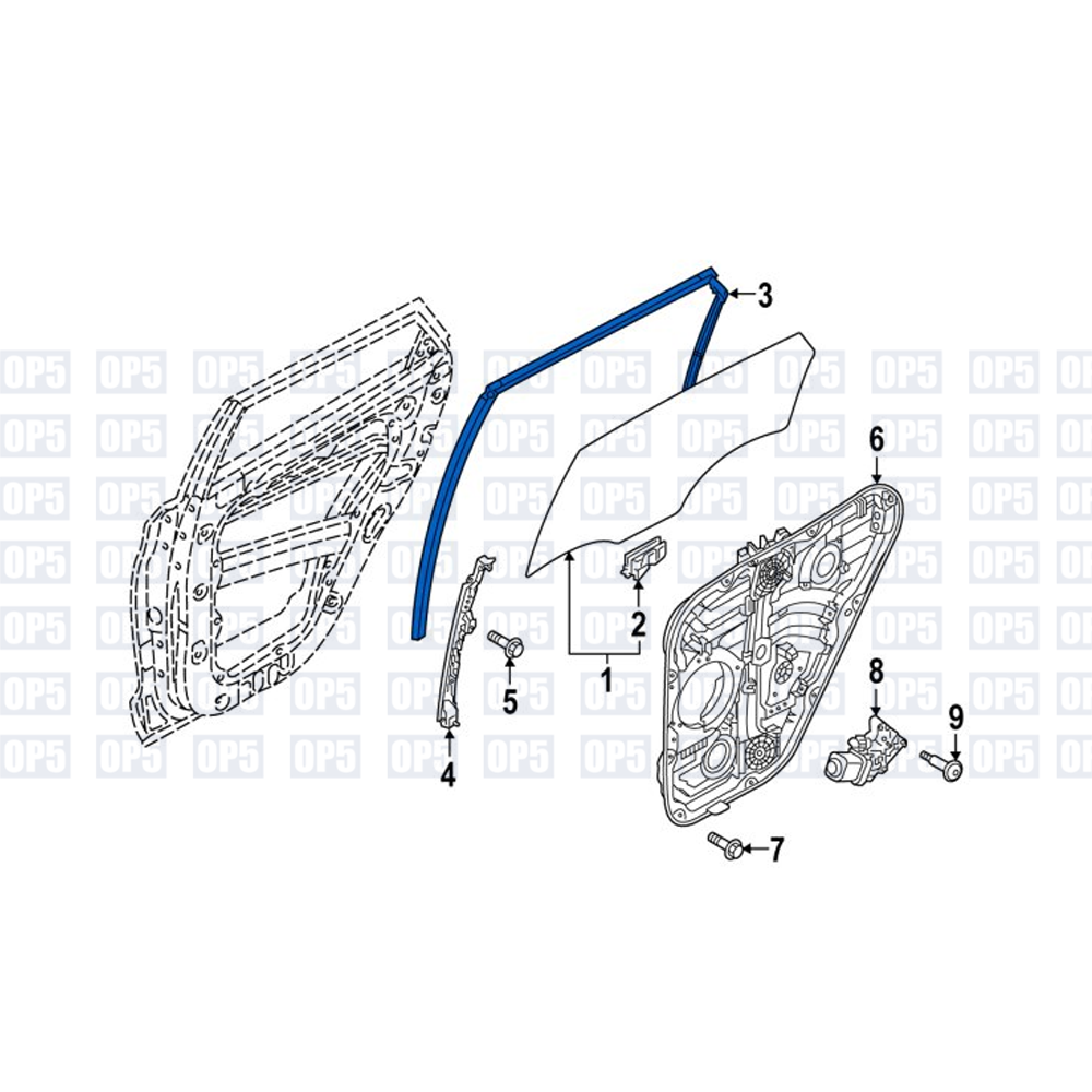 Borracha Canaleta Vidro Porta Traseira Lado Esquerdo Hyundai New Tucson 2017 A 2021